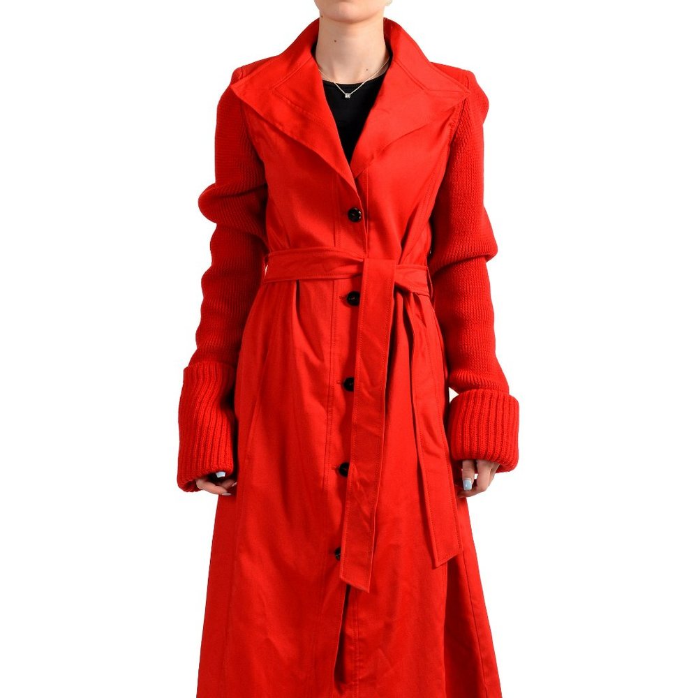 Viktor & Rolf Women's Red Wool Button Down Belted Coat US S IT 40
